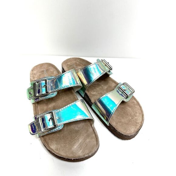Madden Girl Holographic Sandals Womens Size 6 Slides - Picture 5 of 11